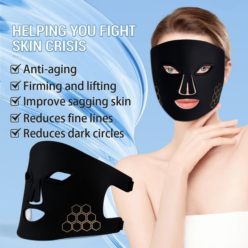 LED Gezichtsmasker Zwart – Red Light Therapy – Glow & Anti-Aging