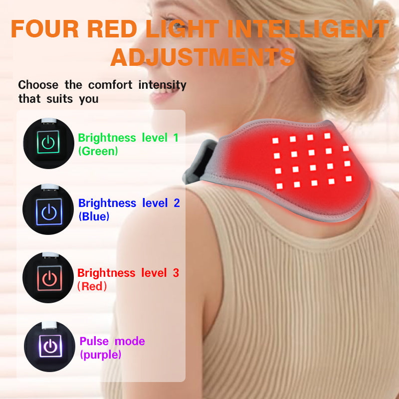 Rood Licht Therapie Nekband – LED Nekbeschermer met 660 & 850 nm – 4 Modi – USB-C