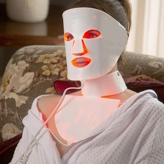7-Kleuren LED Gezichtsmasker met Hals & Borst | Lichttherapie tegen Acne, Rimpels & Pigmentvlekken