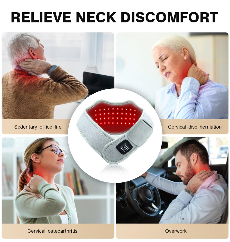 Rood Licht Therapie Nekband – LED Nekbeschermer met 660 & 850 nm – 4 Modi – USB-C